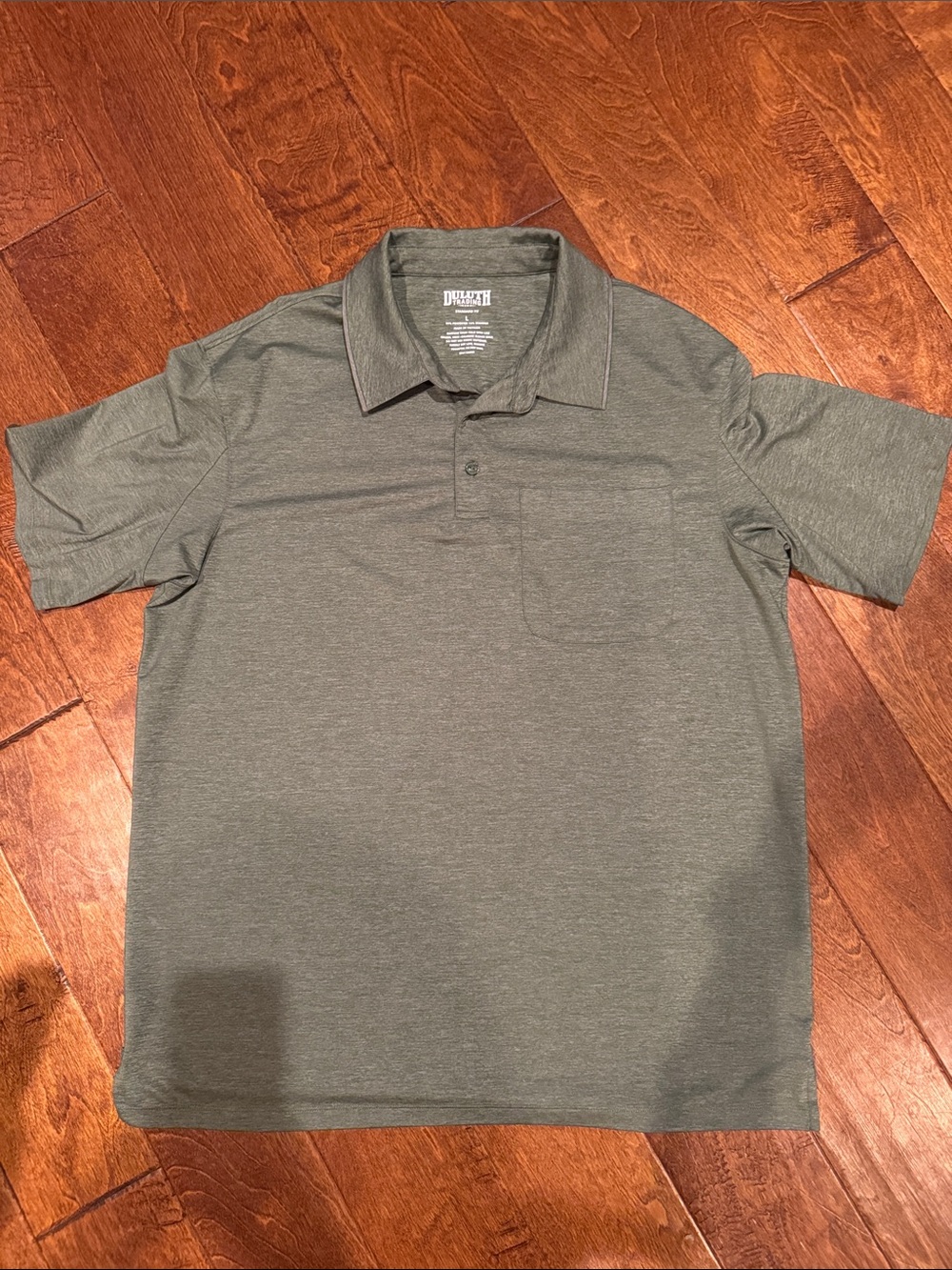 Duluth Trading Co Men's Heather Olive Polo with Chest Pocket